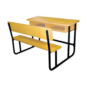 Dual Seater Wooden Classroom Desk and Bench with Storage Shelf - LTR 036